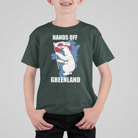 Hands Off Greenland Protest T Shirt For Kid Support Greenland Bear Holding Flag