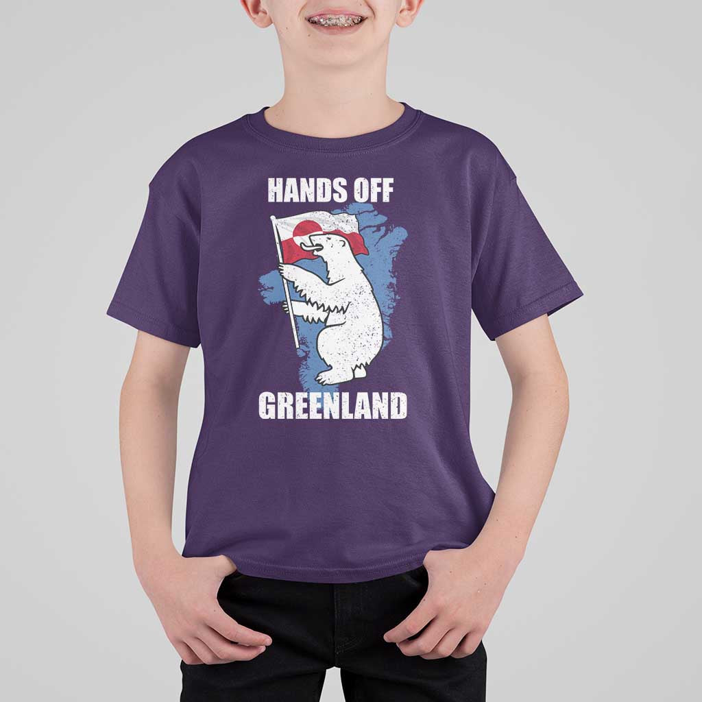 Hands Off Greenland Protest T Shirt For Kid Support Greenland Bear Holding Flag