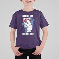 Hands Off Greenland Protest T Shirt For Kid Support Greenland Bear Holding Flag