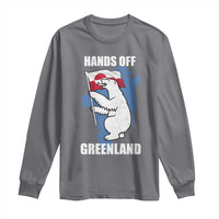 Hands Off Greenland Protest Long Sleeve Shirt Support Greenland Bear Holding Flag
