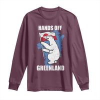 Hands Off Greenland Protest Long Sleeve Shirt Support Greenland Bear Holding Flag