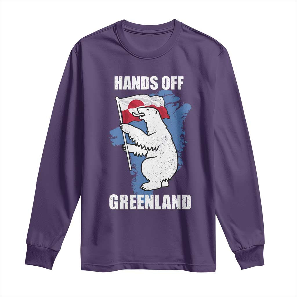 Hands Off Greenland Protest Long Sleeve Shirt Support Greenland Bear Holding Flag