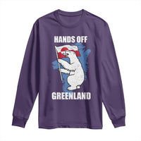 Hands Off Greenland Protest Long Sleeve Shirt Support Greenland Bear Holding Flag