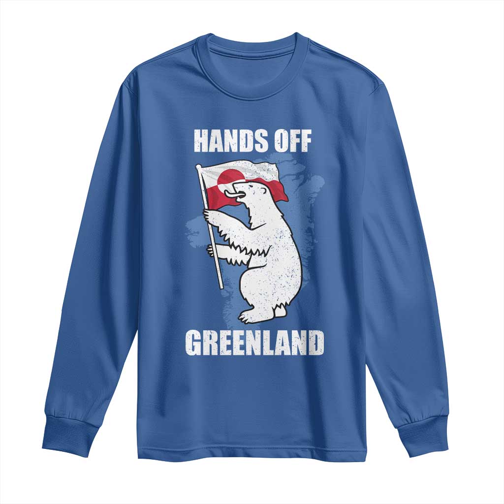 Hands Off Greenland Protest Long Sleeve Shirt Support Greenland Bear Holding Flag