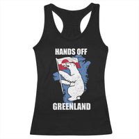 Hands Off Greenland Protest Racerback Tank Top Support Greenland Bear Holding Flag