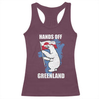 Hands Off Greenland Protest Racerback Tank Top Support Greenland Bear Holding Flag
