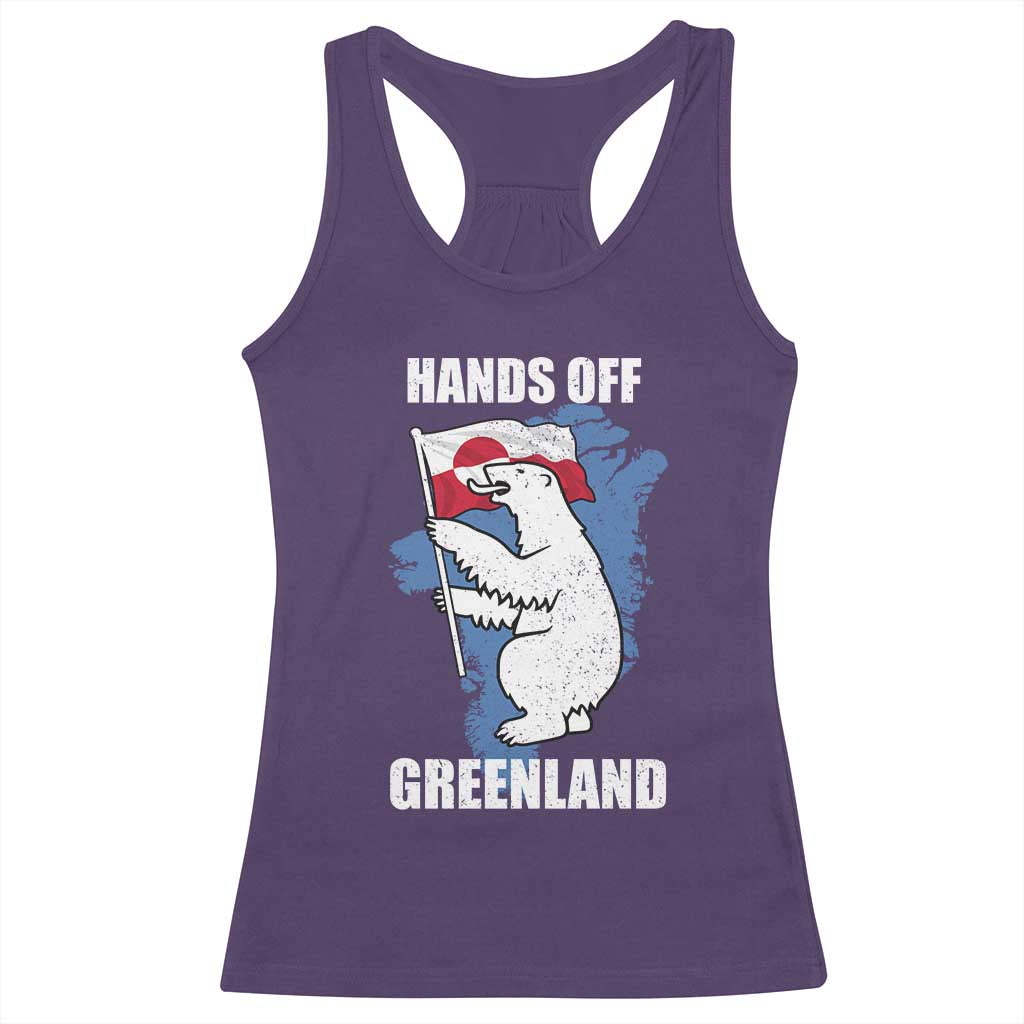 Hands Off Greenland Protest Racerback Tank Top Support Greenland Bear Holding Flag
