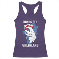 Hands Off Greenland Protest Racerback Tank Top Support Greenland Bear Holding Flag