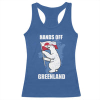 Hands Off Greenland Protest Racerback Tank Top Support Greenland Bear Holding Flag