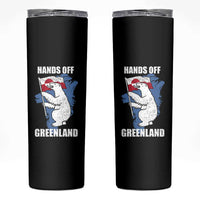 Hands Off Greenland Protest Skinny Tumbler Support Greenland Bear Holding Flag