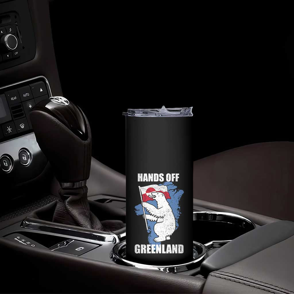 Hands Off Greenland Protest Skinny Tumbler Support Greenland Bear Holding Flag