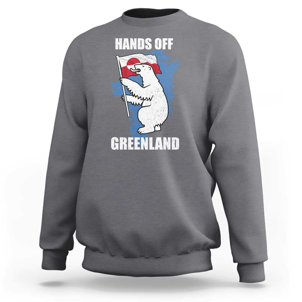 Hands Off Greenland Protest Sweatshirt Support Greenland Bear Holding Flag