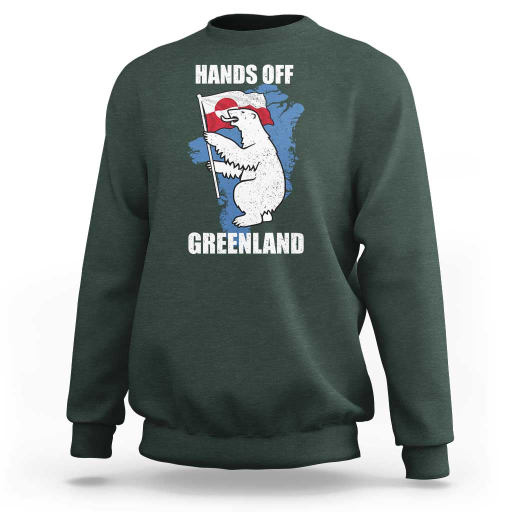 Hands Off Greenland Protest Sweatshirt Support Greenland Bear Holding Flag
