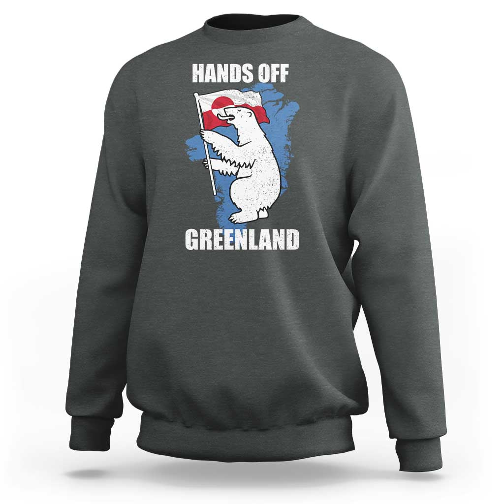 Hands Off Greenland Protest Sweatshirt Support Greenland Bear Holding Flag