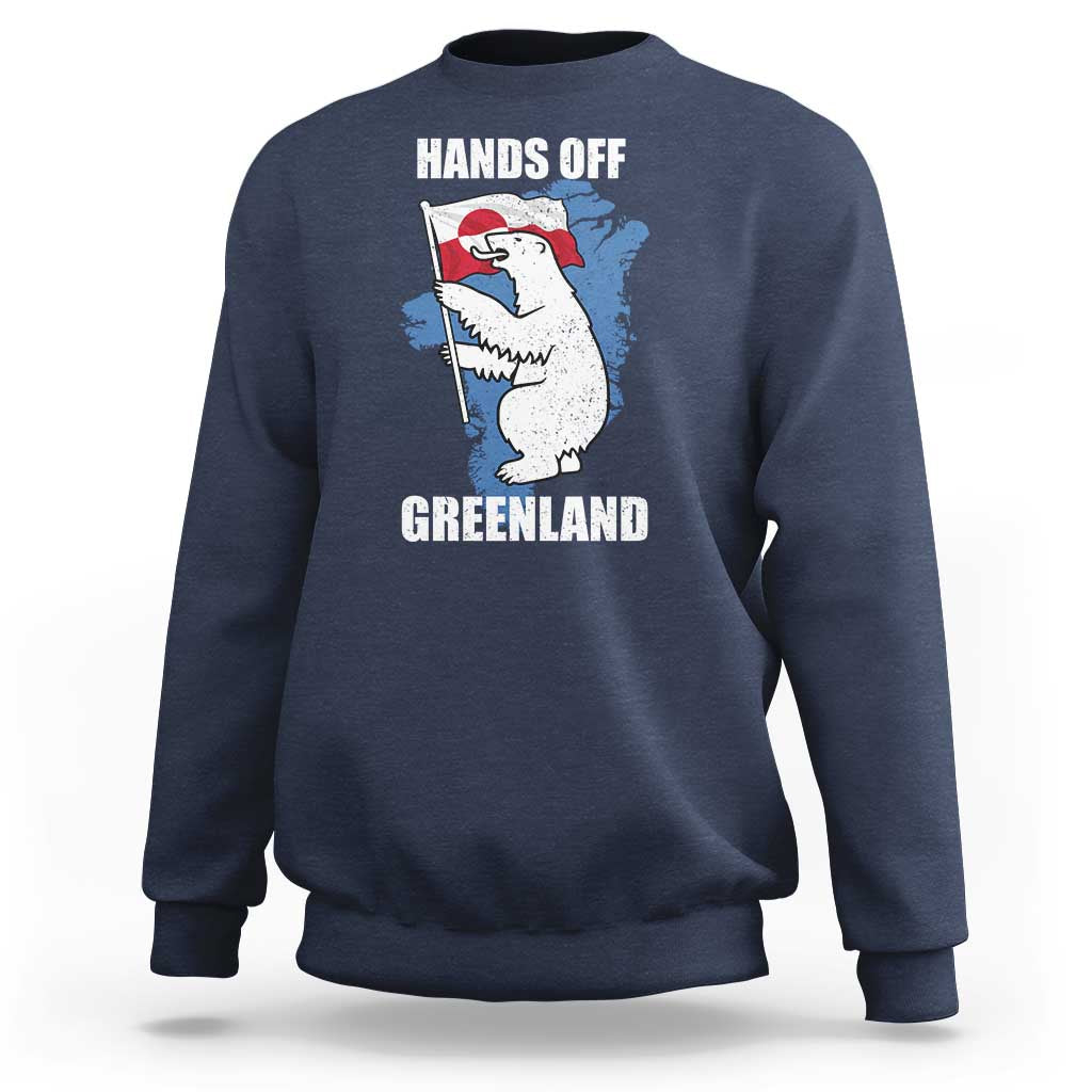 Hands Off Greenland Protest Sweatshirt Support Greenland Bear Holding Flag