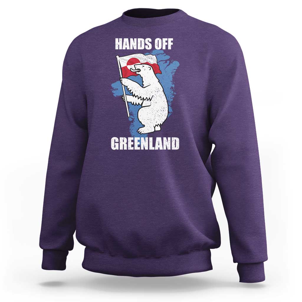 Hands Off Greenland Protest Sweatshirt Support Greenland Bear Holding Flag