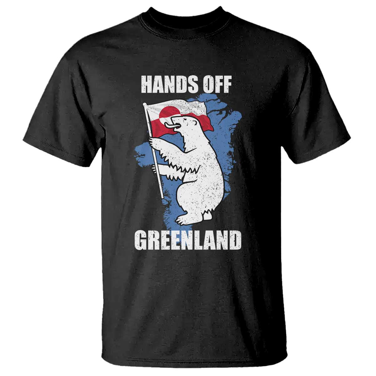 Hands Off Greenland Protest T Shirt Support Greenland Bear Holding Flag