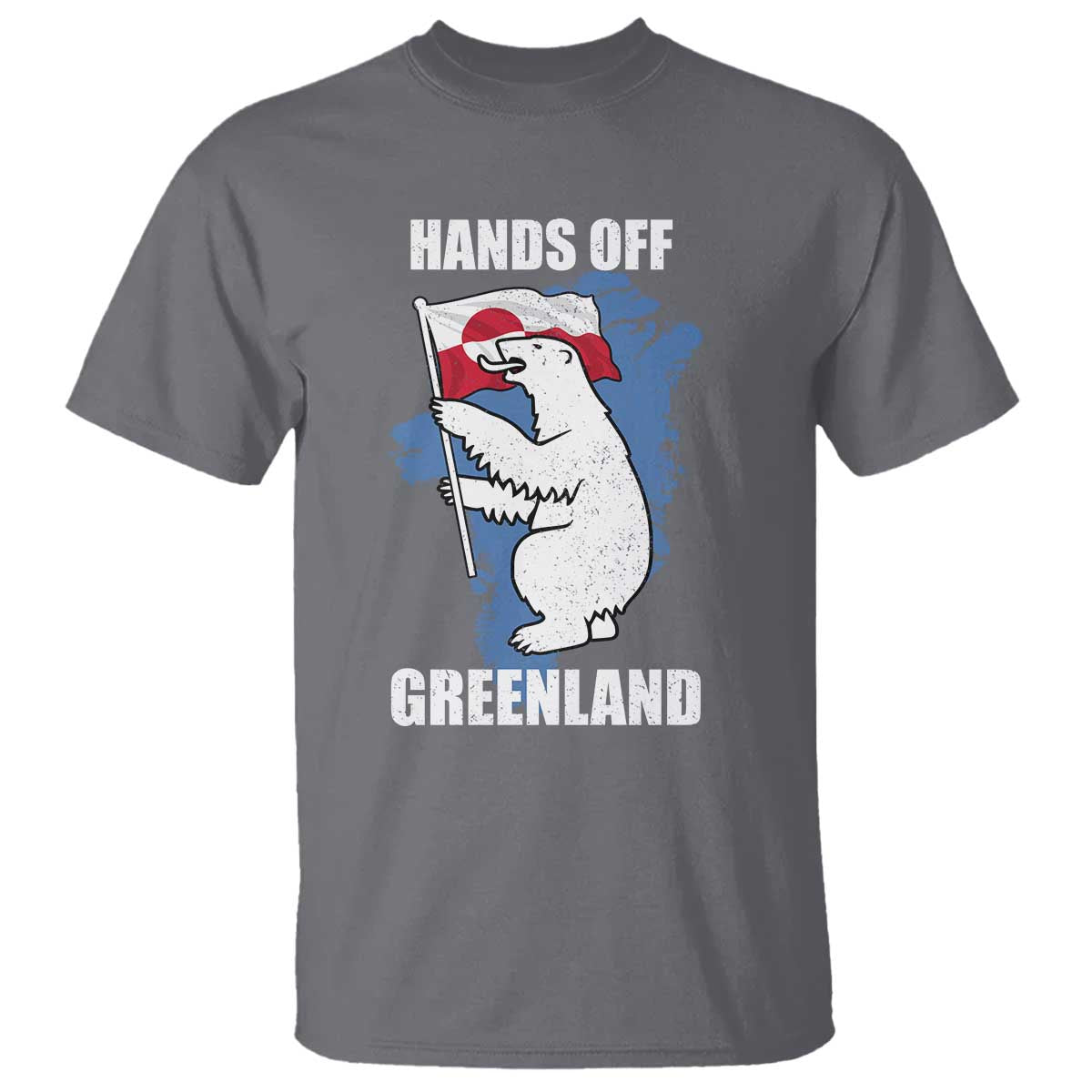 Hands Off Greenland Protest T Shirt Support Greenland Bear Holding Flag