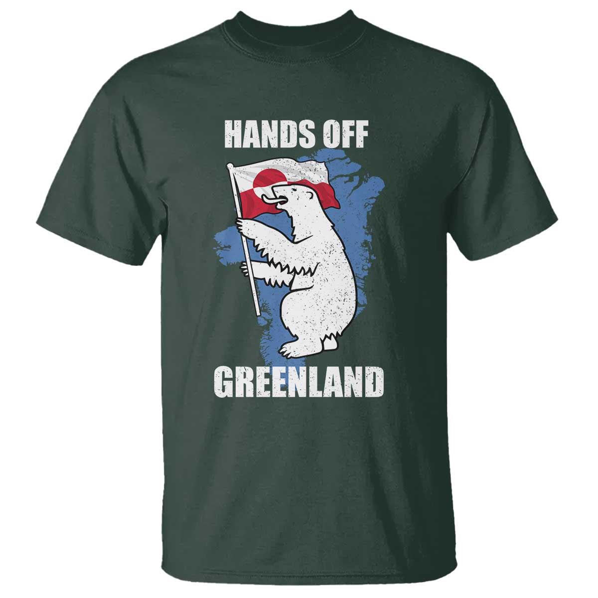 Hands Off Greenland Protest T Shirt Support Greenland Bear Holding Flag