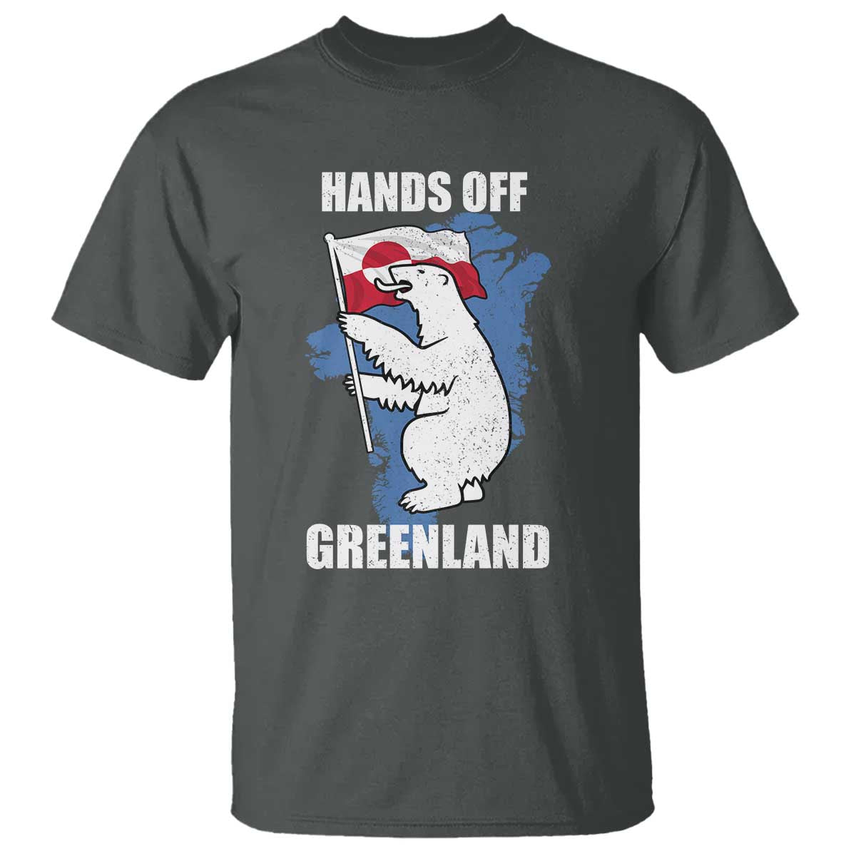 Hands Off Greenland Protest T Shirt Support Greenland Bear Holding Flag
