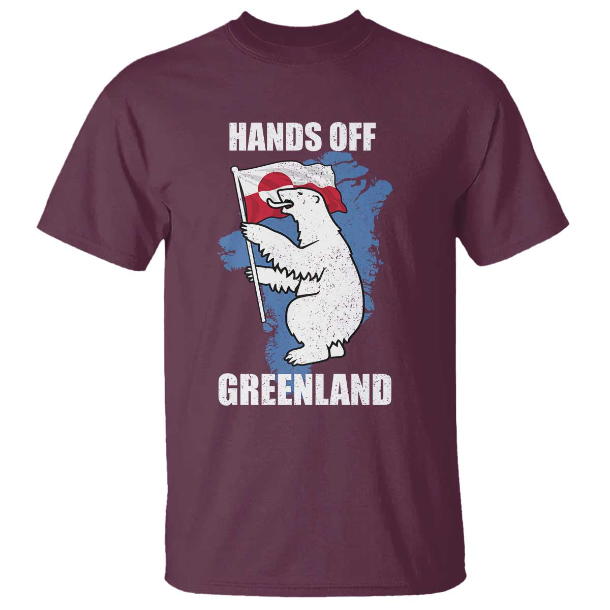 Hands Off Greenland Protest T Shirt Support Greenland Bear Holding Flag