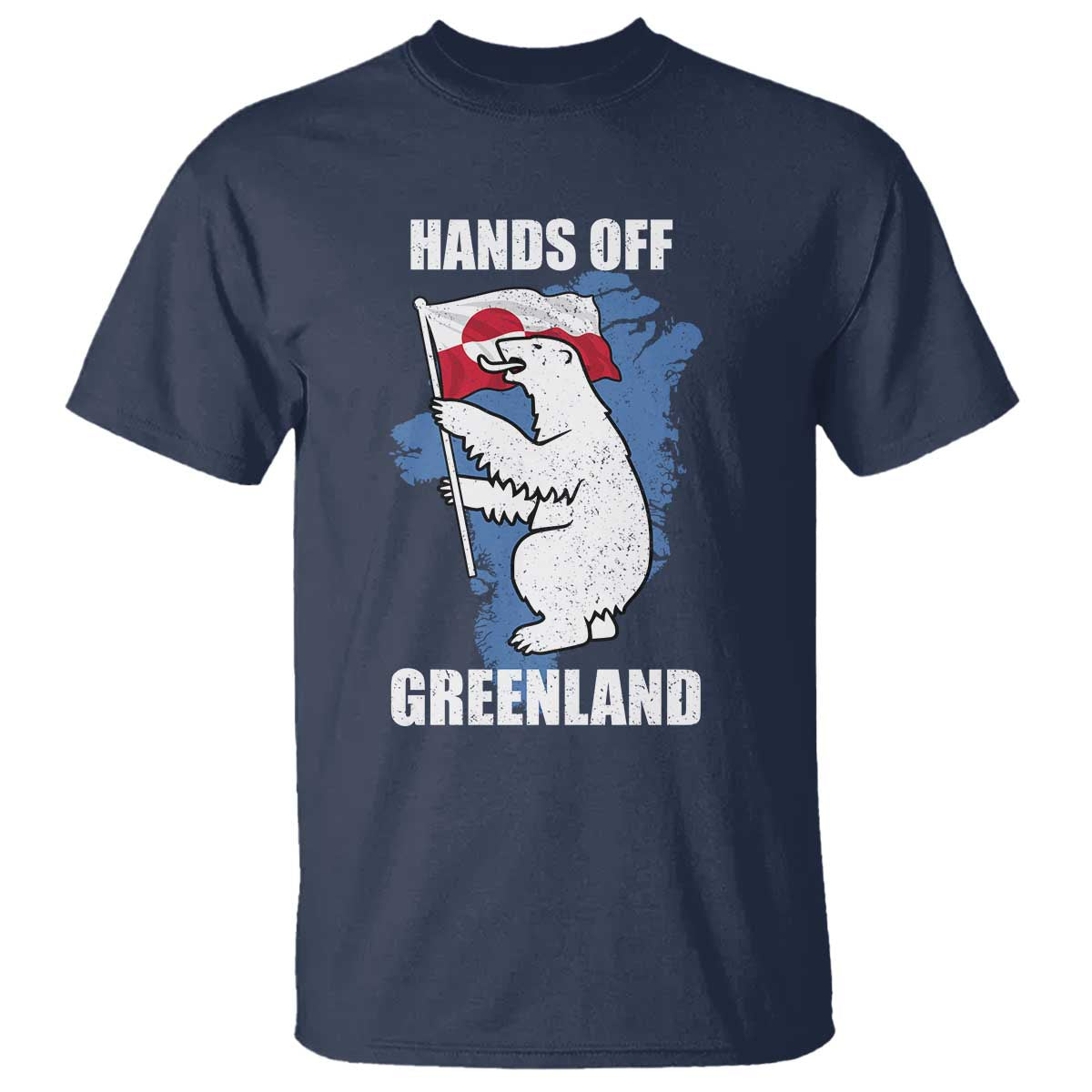 Hands Off Greenland Protest T Shirt Support Greenland Bear Holding Flag