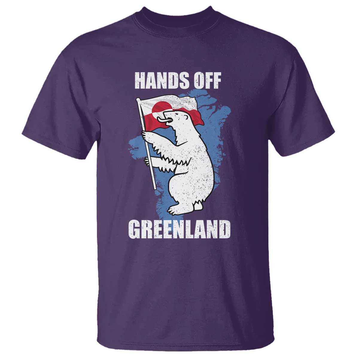 Hands Off Greenland Protest T Shirt Support Greenland Bear Holding Flag
