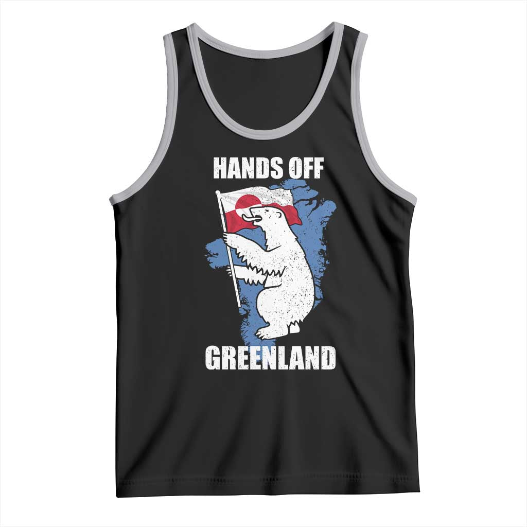 Hands Off Greenland Protest Tank Top Support Greenland Bear Holding Flag