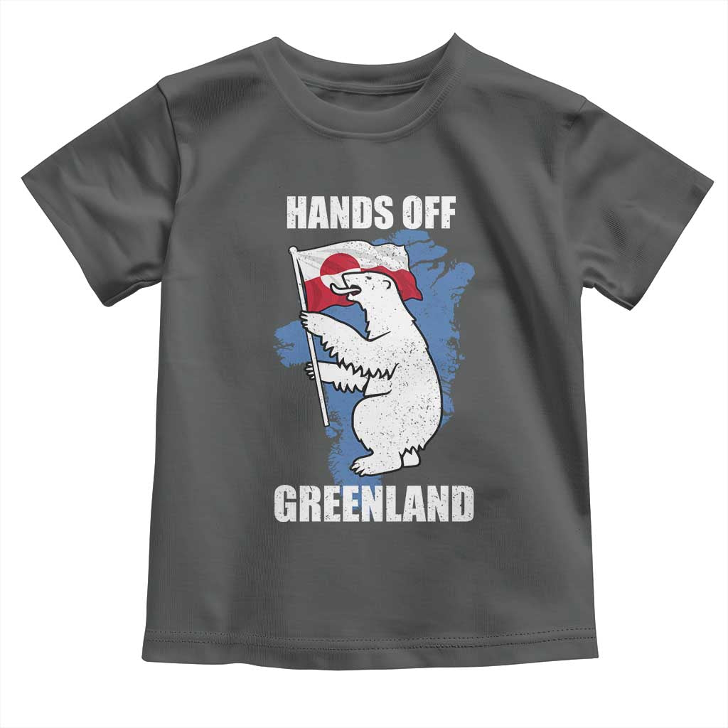 Hands Off Greenland Protest Toddler T Shirt Support Greenland Bear Holding Flag