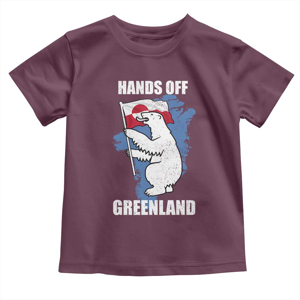 Hands Off Greenland Protest Toddler T Shirt Support Greenland Bear Holding Flag