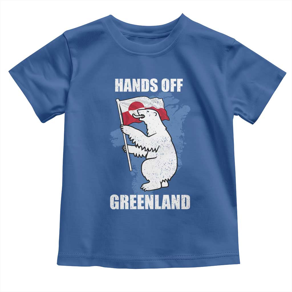 Hands Off Greenland Protest Toddler T Shirt Support Greenland Bear Holding Flag