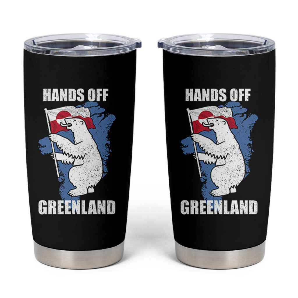 Hands Off Greenland Protest Tumbler Cup Support Greenland Bear Holding Flag