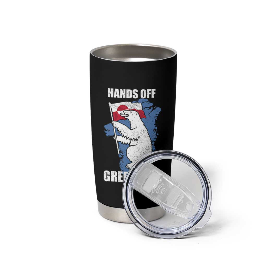Hands Off Greenland Protest Tumbler Cup Support Greenland Bear Holding Flag