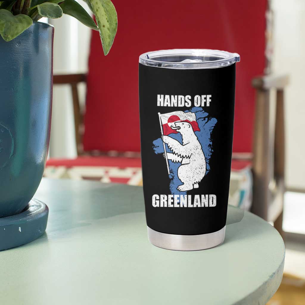 Hands Off Greenland Protest Tumbler Cup Support Greenland Bear Holding Flag