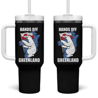 Hands Off Greenland Protest Tumbler With Handle Support Greenland Bear Holding Flag
