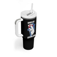 Hands Off Greenland Protest Tumbler With Handle Support Greenland Bear Holding Flag