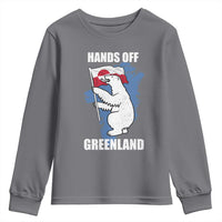 Hands Off Greenland Protest Youth Sweatshirt Support Greenland Bear Holding Flag