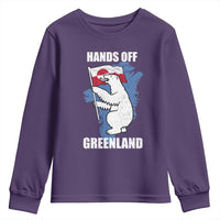 Hands Off Greenland Protest Youth Sweatshirt Support Greenland Bear Holding Flag