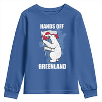 Hands Off Greenland Protest Youth Sweatshirt Support Greenland Bear Holding Flag