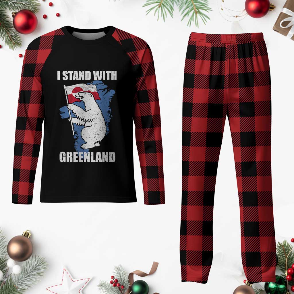I Stand With Greenland Plaid Pajama Set Polar Bear Greenland Protest