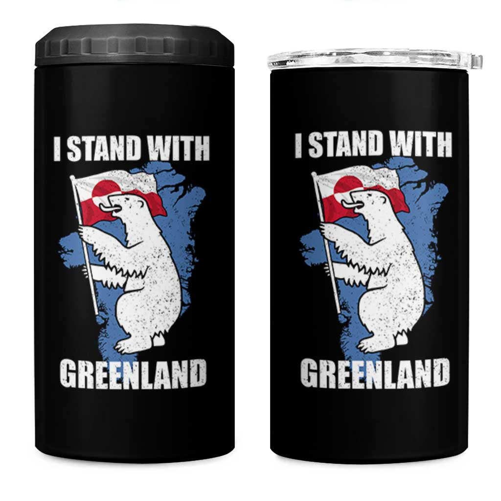 I Stand With Greenland 4 in 1 Can Cooler Tumbler Polar Bear Greenland Protest
