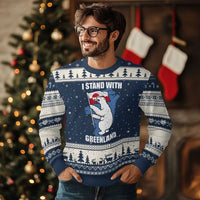 I Stand With Greenland Ugly Christmas Sweater Polar Bear Greenland Protest