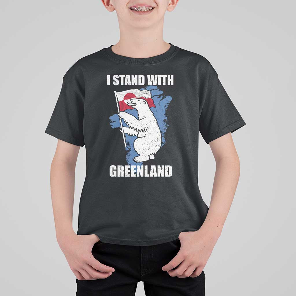 I Stand With Greenland T Shirt For Kid Polar Bear Greenland Protest