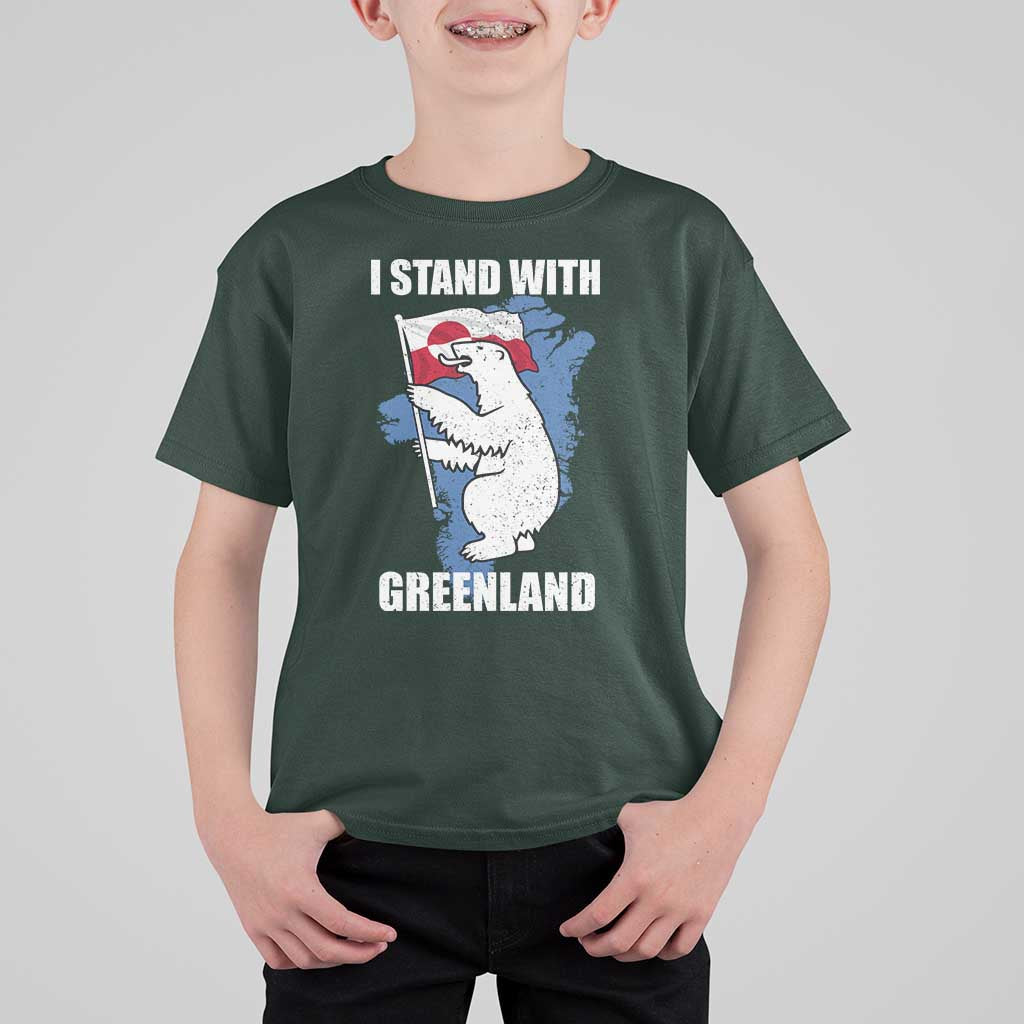 I Stand With Greenland T Shirt For Kid Polar Bear Greenland Protest