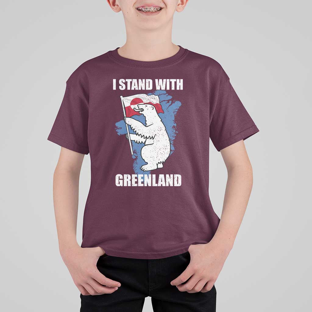 I Stand With Greenland T Shirt For Kid Polar Bear Greenland Protest