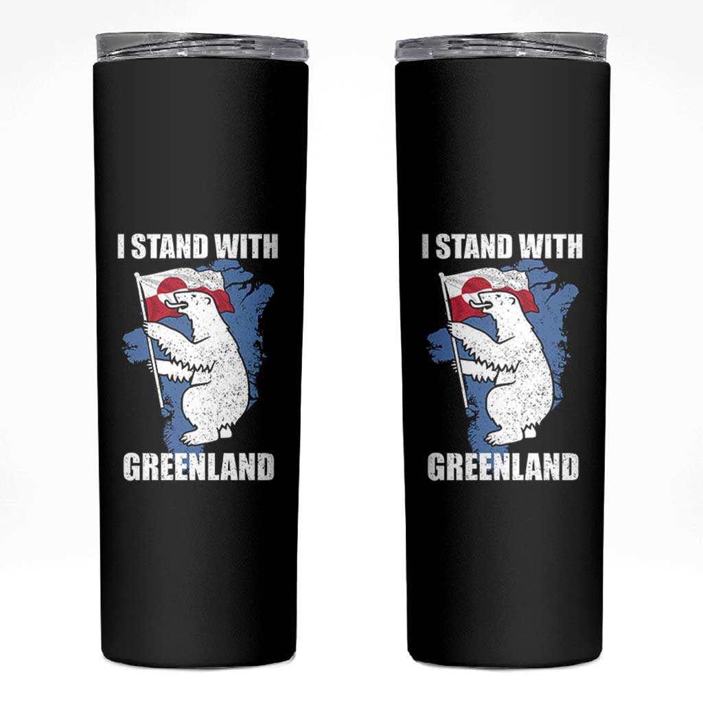 I Stand With Greenland Skinny Tumbler Polar Bear Greenland Protest