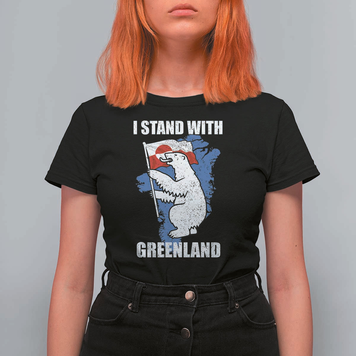 I Stand With Greenland T Shirt For Women Polar Bear Greenland Protest