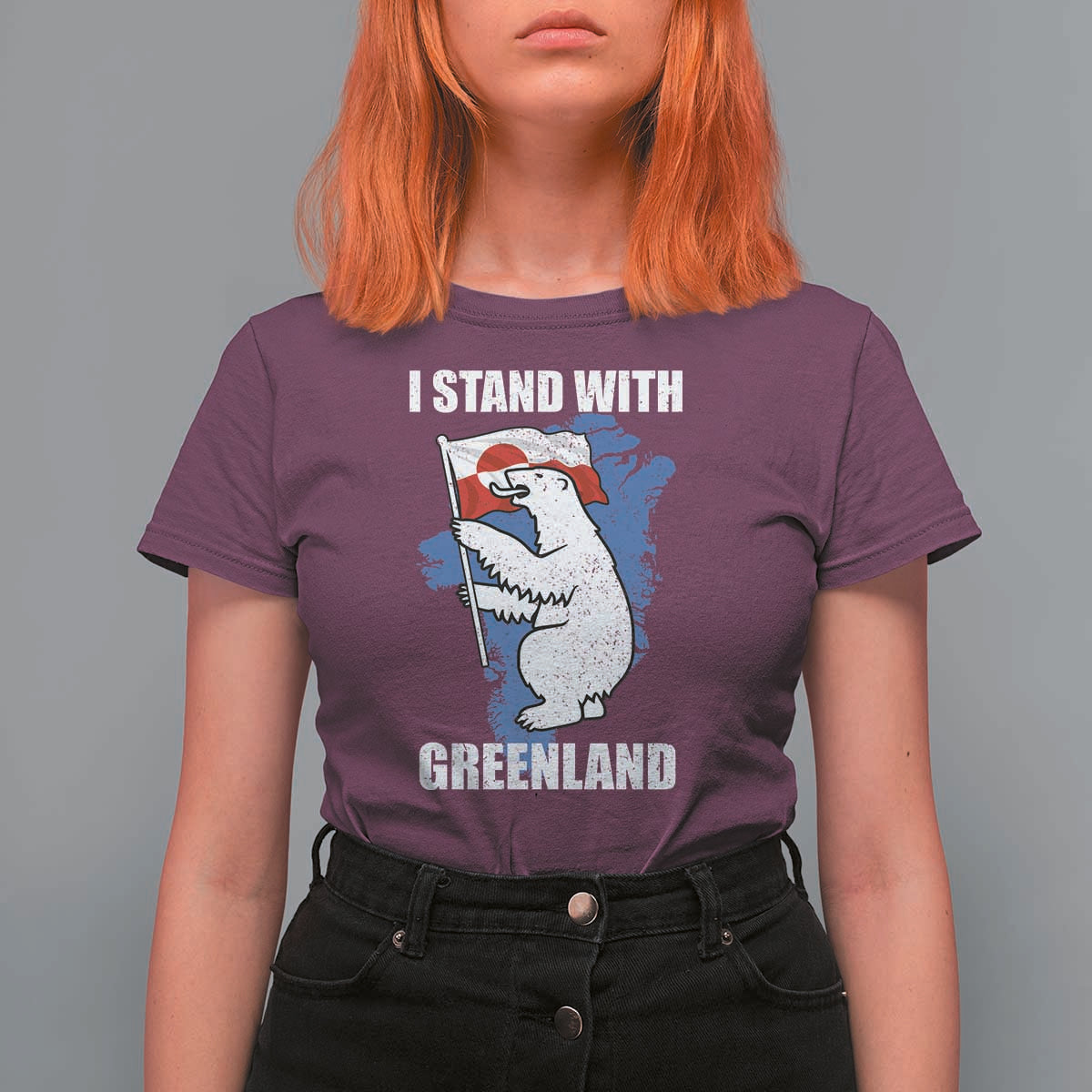 I Stand With Greenland T Shirt For Women Polar Bear Greenland Protest