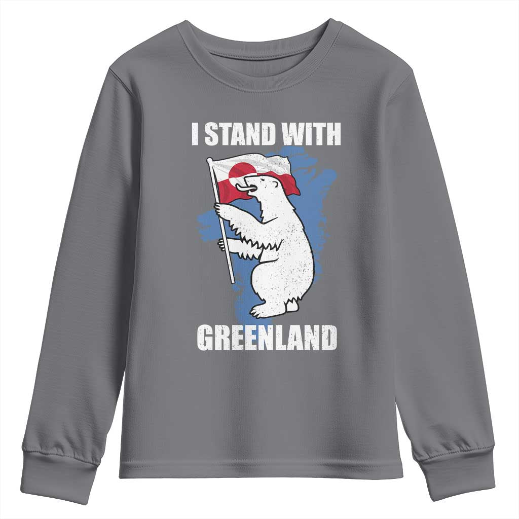 I Stand With Greenland Youth Sweatshirt Polar Bear Greenland Protest
