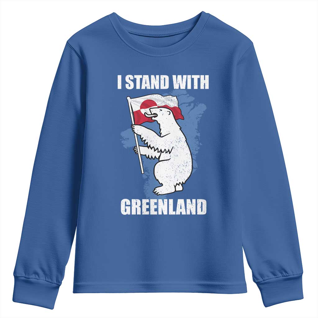 I Stand With Greenland Youth Sweatshirt Polar Bear Greenland Protest